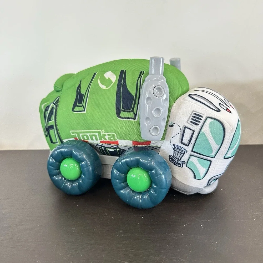 Tonka Soft Walkin Wheels 2014 Green Garbage Truck Toy Plush Car Animated Battery